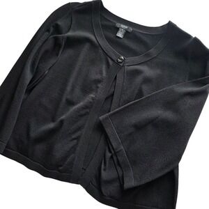 Alfani Woman Cropped Cardigan 1X Womens Excellent Single Button 3/4 Sleeve Black